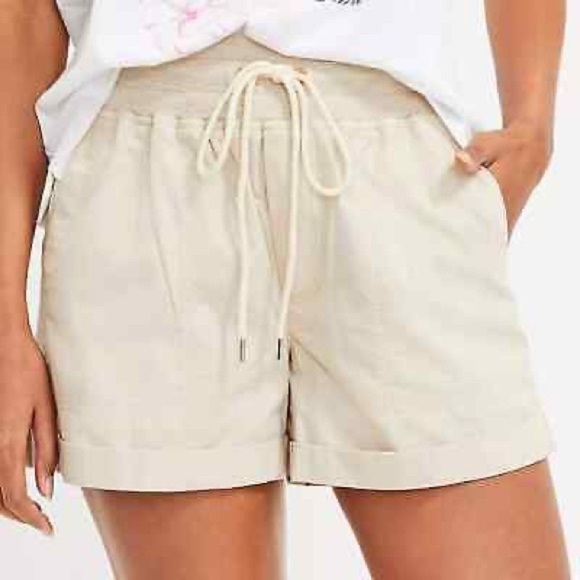 Lou & Grey Cargo Shorts Drawstring Elastic Waist Tan Size Small - Picture 1 of 9